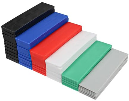 DBOO 28mm x 100mm Flat Plastic Glazing Packers 60 Pcs Mixed 1-6mm Window Glazing Glass Flat Plastic Packers Durable Shim Spacers for DIY Window Door Frame Installations