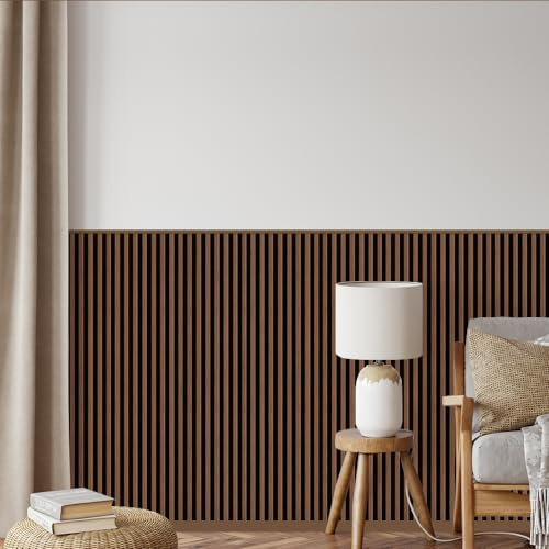 REESE Wandpaneele Eiche Nussbaum Schwarz | Startleiste 125 cm | Deckenpaneele | Wandverkleidung | kein Bohren | MDF