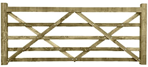 Robustes Holztor aus Lärche, 5 Stangen, Diamantstrebe, landwirtschaftliches Tor (1,8 m x 1,8 m)