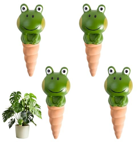 CJBIN Plant Watering Devices, 4 Pcs Plant Watering Globes, Cute Frog Self Watering Globes, Automatic Plant Watering Bulbs, Self Watering System for Indoor Outdoor Plants