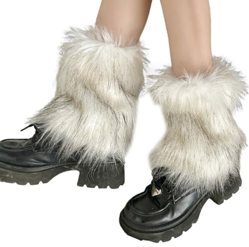 Hrtyvhin Gemütliche Fuzzy Beinwärmerinnen Frauen Girls 'Winter Accessoire Pelzige Plüschschuhabdeckungen Hülle Socken Für Kostümpartys