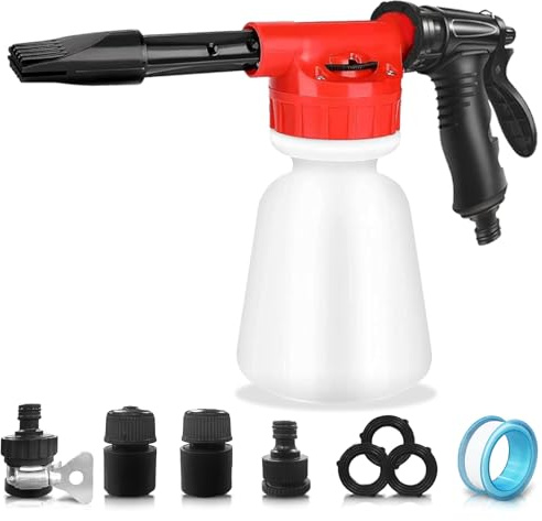 Sonpen Schaumsprüher Auto, 1000ml Einstellbar Schaumpistole Autowäsche, Großraum-Schaumlanze mit Anti-Leck-Band, 2 in 1 Schaumkanone für Waschen, GartenbewäSserung, Haustierdusche