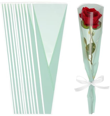 PATIKIL 100 Confezioni Sacchetti Per Fiori 17.7x4.7x1.2 Per Matrimoni | Confezioni Per Bouquet In Sfumature Azzurre Con Nastrini E Bordo Dorato, Compleanni Lauree Anniversari Regali