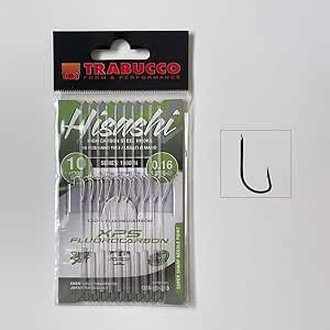 Angelschnur montiert Trabucco HISASHI Forelle - Haken Serie 10607N Nickel Regular mit MicroBarb - XPS 100% Fluorocarbon - Länge 170/270cm - Forellenangeln & Bach (Hook #10 | Ø 0.16mm|170cm)