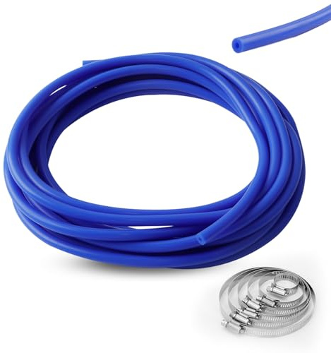 6 metros de manguera de silicona ID de 3 mm, OD 7 mm, manguera de silicona con 6 abrazaderas de sujeción, manguera al vacío para coche, manguera de depresión Turbo para coche de alta temperatura (azul