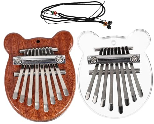 Kleines Daumenklavier Cartoon Kleiner Kalimba 8-ton 2 Stück | Kindermusikspielzeug für Camping und Auftritt, Holz Kristall Metall, Kompakt und Tragbar