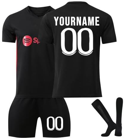 Camiseta Fútbol barcelona Personalizadas Nombre y Número para Hombres y Niño, equipación Fútbol Deportivo Entrenamiento Nombre y Número con Conjunto Top Pantalón Corto y Calcetines Regalo de Fútbol