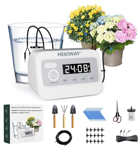82FT Automatic Plant Watering System–HEKIWAY 390 Adjustable Watering Modes, Supports 30 Pots | Indoor Garden System & Vacation Plant Watering Devices, Auto Watering for Plants Outdoor