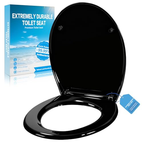 TPSOJJY WC Sitz Mit Absenkautomatik,Toilettendeckel Ovale-Form Hochwertige Und Stabile Antibakterieller Toiletten,mit Quick Release Funktion,Einfache Montage Wc Sitz|Stabil bis 250kg(Ovale Form)