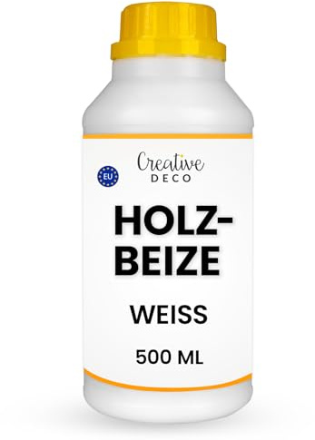 Creative Deco Holzbeize auf Wasserbasis | 500ml | Intensive Weiße Holzfarbe | Schnelltrocknender Lack | Ungiftig | Varnish Für Holz, Holzverkleidungen, Beton, Ziegel, Tapeten & mehr | Hocheffizient