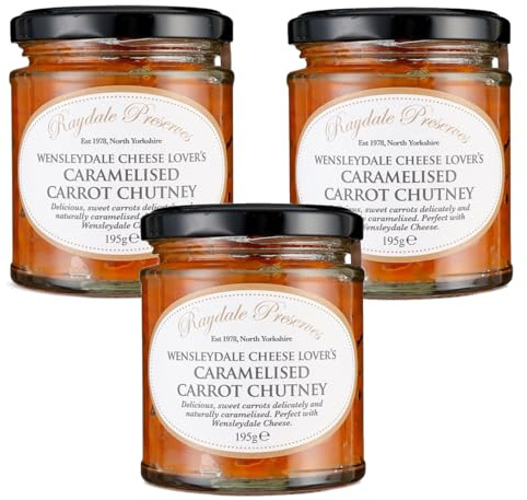 Raydale Preserves - Wensleydale Cheese Lover’s Caramelised Carrot Chutney - 195g - Pack of 3