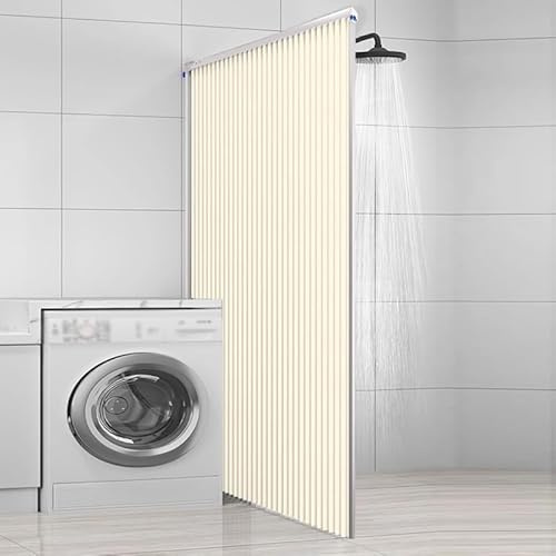Panel de cortina de ducha ajustable impermeable a 90° montado en la pared, divisor plegable para bañeras y vestidores, ahorro de espacio, fácil de instalar