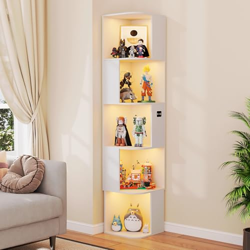 Lvifur 165cm Bücherregal mit 5 Ebenen & LED-Beleuchtung für Büro,Wohnzimmer