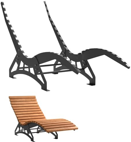 Gartenliege-Untergestell LAGUNA, 680 mm breit, Stahl verzinkt, schwarz | Untergestell ohne Holzlatten für Sonnen-, Wellness- und Terrassenliegen.