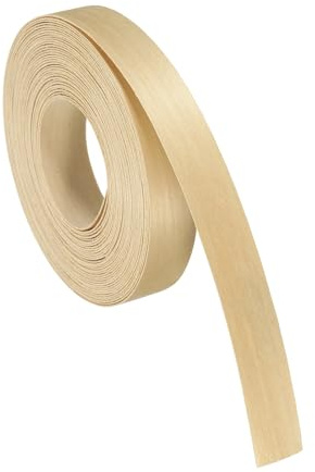 sourcing map 1.9cmx8m Wood Veneer Edge Banding,Pre-Glued Flexible Birch | Edging Strips,Iron on with Hot Melt Adhesive Wood Tape for Cabinet Repair and Furniture Restoration