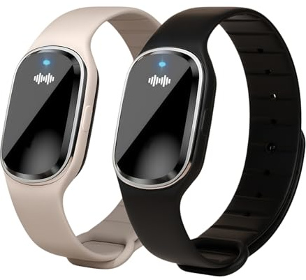 2PCS Ultrasonic Mosquito Repellent Bracelets, Electronic Mosquito Repellent Watch, Rechargeable Insect Repellent Bracelet with 360-Degree Protection, Safe Material & Fashion Design (Off-White+Black)