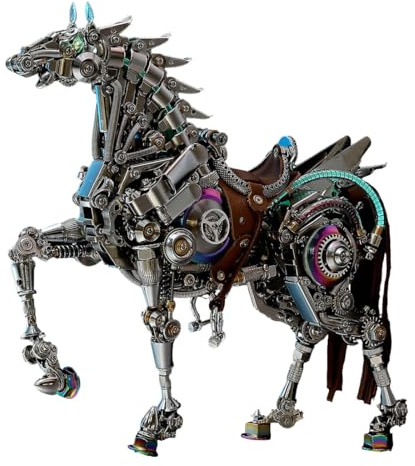 Mechanisches Pferd 3D Metall Puzzle Modellbausatz, 1500+ Teile Steampunk Skulptur Mit Beweglichen Gelenken, 3D Edelstahl DIY Sammlermodell Tischdekoration Für Erwachsene Hobbyisten