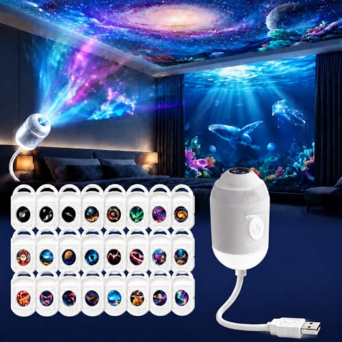 Projecteur Ciel Etoile Intelligent 5D Holographique HD Projecteur Galaxie | Plug-and-Play HD Star Projector,Galaxy Projector Nigh Light,Avec 24 films, projecteur ciel étoilé, projecteur d'étoiles