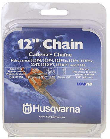 Husqvarna Chainsaw Chain 12 .050 Gauge 3/8 Pitch Low Kickback Low-Vibration