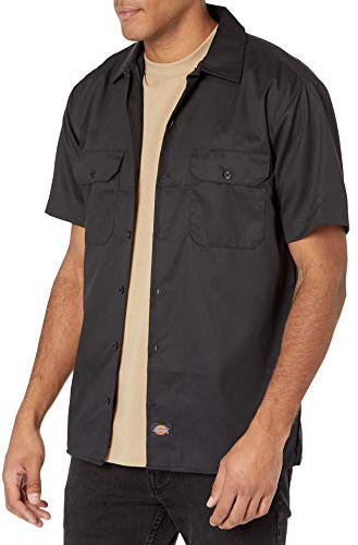 Dickies Herr kortärmad flex twill arbetsskjorta kortärmad flex twill arbetsskjorta (paket med 1), Svart V1, L