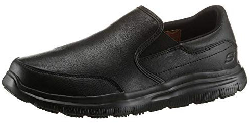 Skechers Mens Flex Advantage Sr - Bronwood Slip On Trainers, Black Leather, 10 UK