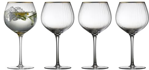 Lyngby Glass Palermo Gold 12061 - Set di 4 bicchieri per gin tonic, 650 ml, 650 ml