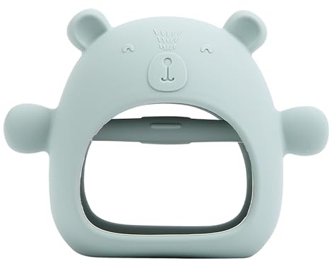 Baby Teether Glove – Bear Shaped Silicone Teething Toy for Infants & Toddlers – BPA-Free, Soft, Anti-Drop, Easy-Grip Design – Newborn Essentials – Green
