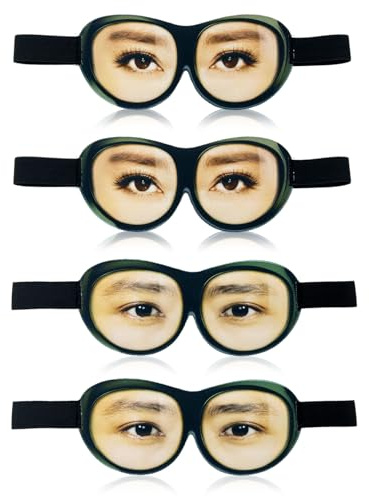 VIKSAUN 4 Stück Schlafmaske mit Augen lustige Schlafbrille Seidene Schlafmaske Augenmaske Augenschirm Schlafbrille Bequem Lichtblockierende Augenmaske für Yoga Reisen blockiert Licht (4 Stück)