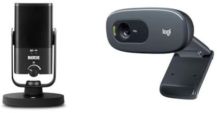 RØDE NT-USB Mini vielseitiges USB-Studio-Kondensatormikrofon & Logitech C270 Webcam, HD 720p, 60° Sichtfeld, Fester Fokus