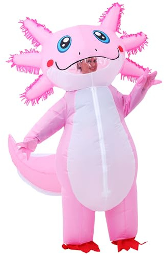 JOYBRO Uppblåsbart Axolotl Kostym för Vuxna, Roligt Axolotl-dräkt för Män och Kvinnor, Perfekt för Halloween, Karneval, Cosplay och Mottopartyn, En Storlek 160–190 cm