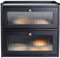 GUUSII HOME Boite a Pain Grande Boîte à Pain de Mie Bois Huche à Pain Vintage Rangement Cuisine Countertop Deux Couches XL 36 * 24 * 34cm Conteneur de Stockage de Pain avec Porte Magnétique(Noir)