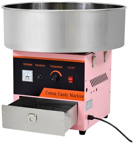 Hydravex Macchina per Zucchero Filato elettrica Commerciale, Macchina per Zucchero Filato Rosa per Kit o Feste in casa, Compleanno per Bambini, Festa in Famiglia, con cassetto