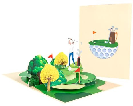 Wjelet 3D Golf gratulationskort presentkort födelsedagskort popup-kort för golfspelare och golffans till pensionering och födelsedag