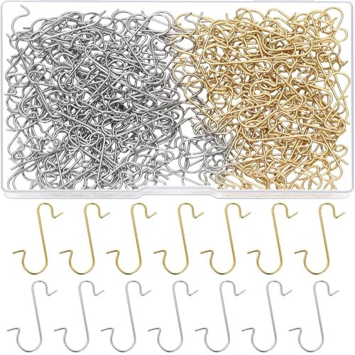 VICROIC 250 Stück Weihnachts-Ornament-Haken, Ornament, S-förmige Drahtbügel mit Aufbewahrungsbox, Metallhaken für Weihnachtsbaum, Party, Kugeln, Dekoration (Gold und Silber)