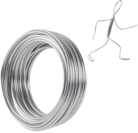 3mm Schmuck Craft Aluminiumdraht Basteldrah, 15M Dicker Draht Biegsamer Aluminiumdraht zum Basteln Schmuckherstellung Bindedraht Modellierdraht DIY-Skulpturen (Silber)