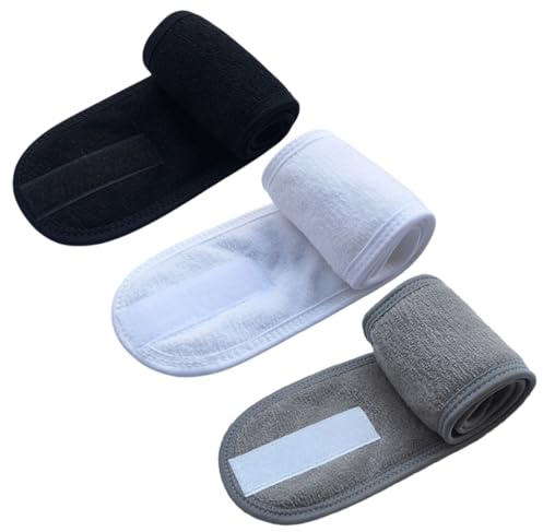 Beaupretty Lot De 3 Bandeaux Élastiques Ajustables Pour Cheveux Femme, Taille Unique, En Tissu Absorbant, Pour Maquillage, Bain Et Sport, Couleurs Noir Blanc Gris, Pour Soins Visage Et Spa
