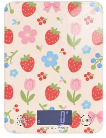 Bella Rosso Fragola Fiori Spezie Portatile Bilancia Alimentare 5kg/5g Bilancia Digitale Grammi con 4 Unità per (Utente) (Utente) (Utente) báscula para pesar Personas