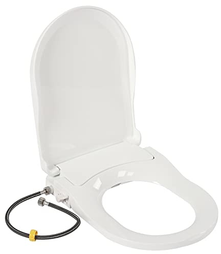 Non Electric Bidet Toilet Seat, Dual Nozzle System Toilet Seats Bidet, Soft Closed Toilet Seat Combined Toilet Bidet, D Type Toilet Seats with Hose, for Hole Spacing Ranging from 4.5 to 6.4 Inches