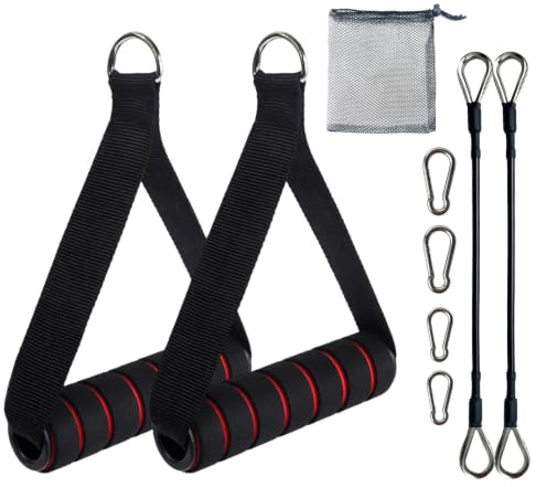 hehonsun Poignées de Résistance, Poignée Musculation, Corde Triceps Fitness Kit, Tirage Musculation Accessoire avec 4 Pièces Mousquetons pour Bande de Résistance Entraînement Physique Gym Yoga