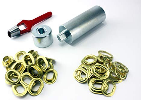 Unbekannt Ovalösen Locher für Boot-Persenning und LKW-Planen, 22,5 x 13,5 mm, 50 Löcher, Messingrostfrei, Legierter Stahl, Gold