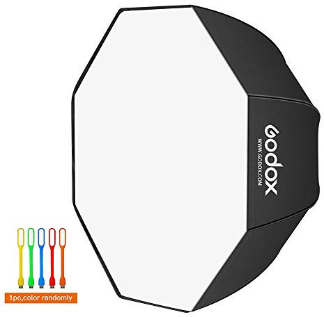 GODOX 120 cm Parapluie Octagon Softbox Réflecteur pour Flash, Portable Parapluie Softbox pour Photographie de Portrait ou Produit +USB LED (120 cm)