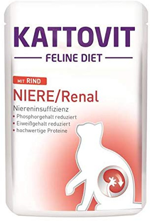 Kattovit Feline Diet Riñón/Reno de Res, 85 g - 24 Piezas