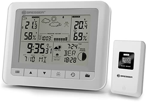 Bresser ClimaTrend WF Wetterstation - Weiß, LCD-Display, Innen-/Außentemperatur, Wettervorhersage, Funkuhr, Datumsanzeige, Alarm