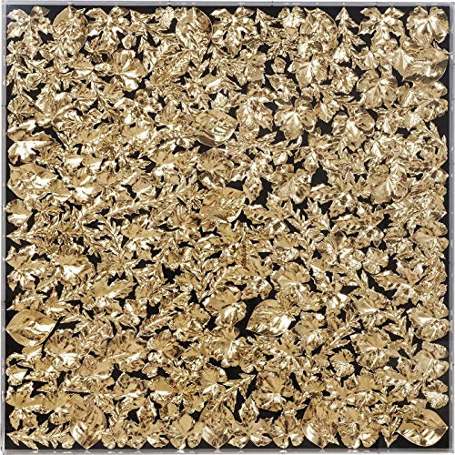 Kare Design Deko Rahmen Gold Leaf, silbernes Blattbild, Wandbild, Wanddeko, Abstrakt Modern, Wohnzimmer, Schlafzimmer, Flur, 120x120cm