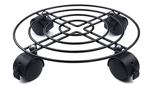 Round Plant Flower espositore metal pot mensola scaffale per esterni con ruote removibile Carrello porta-fiori Base porta-piante Portapianti Impianto Portabagagli per carichi pesanti Nero 35 * 6 cm