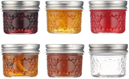 Danmu Art 6pcs 100ml Small Glass Jars with Aluminum Screw Top Mini Mason Jar for Caviar, Jam, Spices, Yogurt Pudding (6)