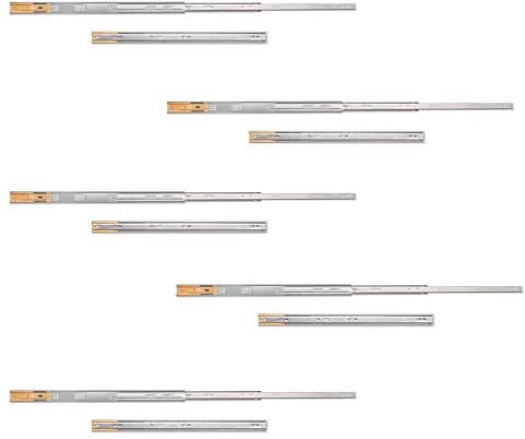 Emuca - Seitenführungen für Schubladen mit Kugellager 45 mm x 650 mm, Packung mit 5 Führungssätzen mit vollständiger Absaugung und Dämpfung