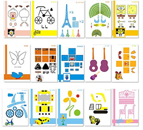 20 Sheets 3D Printer Drawing Molds Paper Stencils for 3D Printing Pen, 40 Patterns and a Clear Plate Set