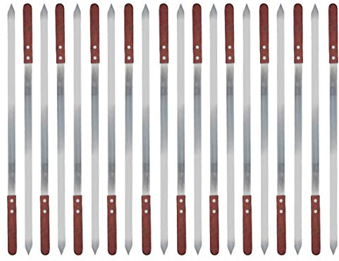 walexo Edelstahl Kebab Adana Grillspieße 600x20x2mm Holzgriff (20 x Grillspieße)