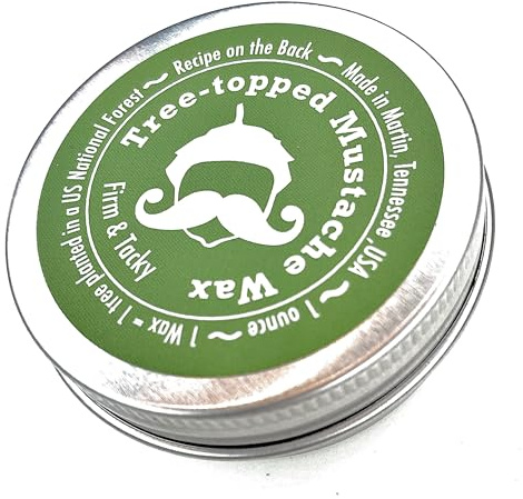 Green Beard Grmng Tree-Topped Mustache Wax for Men – Firm & Tacky Hold with Natural Beeswax & Hempseed Oil – Styles, Shapes & Controls 1 Ounce (Pack of 1)